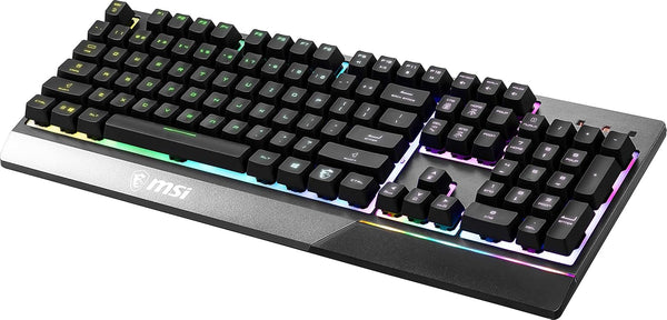 MSI Vigor GK30 RGB Gaming Keyboard, 6-Zone RGB Lighting, Water Repellent & Splash-Proof, Mechanical-Like Plunger Switches, Black