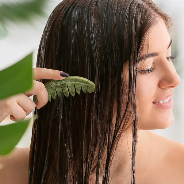 Eco Tools #0087 Limited Edition Gua Sha Kit, Scalp, Body, & Face Jade Stone Gua Shas, Sculpt, Depuff, & Massage, 3 Piece Gift Set